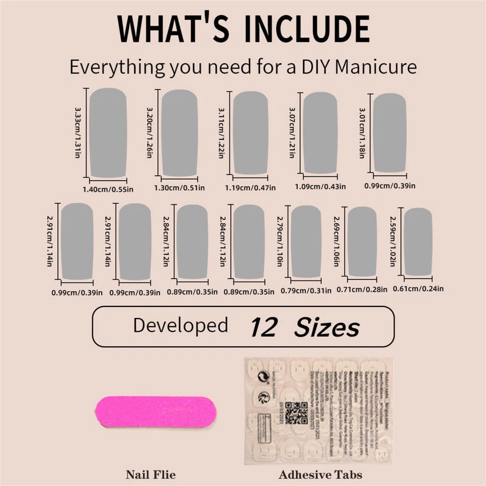 Square Fake Nail Snake Rhinestone False Nail Black Edge Black Edge Nail Tips - Image 4 of 4