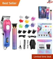 Professional Cordless Hair Clippers & Trimmers Set - Grooming Kit with Guide