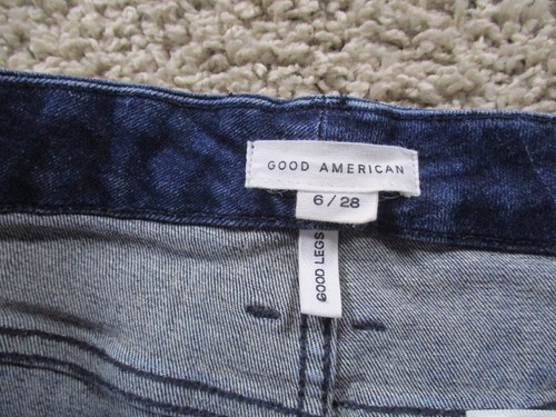 Jeans Good American donna 6 28 blu buone gambe skinny orlo sfilacciato denim elasticizzato - Foto 3 di 9