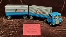 VINTAGE TIN TOY TRANSCON SEMI TRUCK W/ 2 TRAILERS FRICTION TOY JAPAN