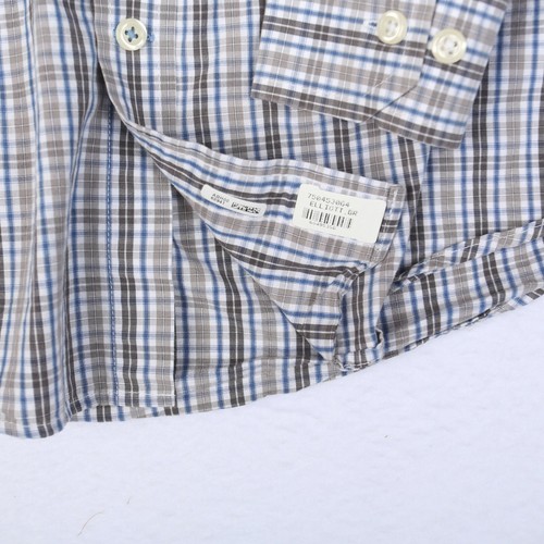 Izod Mens Plaid Button Down Shirt Adult Medium Long Sleeves Casual Brown - Picture 8 of 12