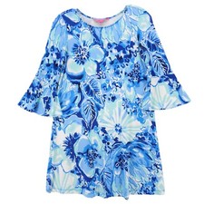 LILLY PULITZER Ophelia Dress Catch n Keep Coastal Blue Stretch Jersey XS