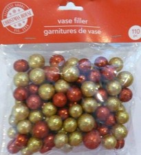 Christmas Vase Filler 110 GLITTER Styrofoam Balls Crafts Table Scatter Red Gold