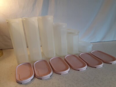 Tupperware Pink Modular Mates Set of 6 Storage Containers with Lids
