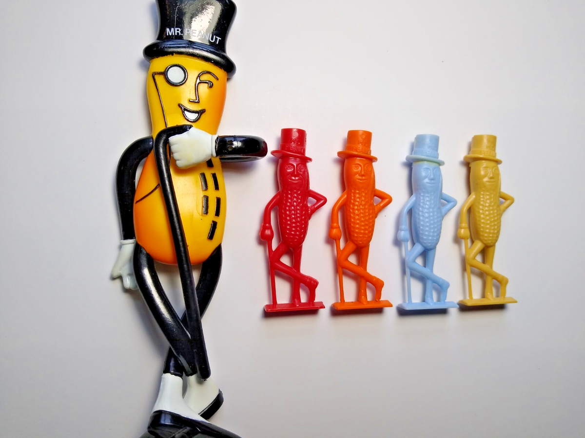 Mr. Peanut Planters Lot Of 5 Items Bendy Figure Red Orange Blue