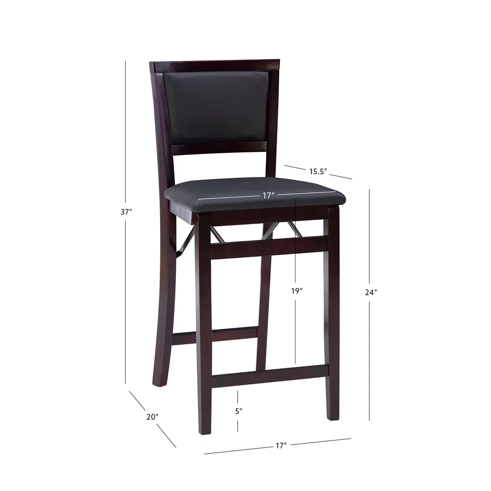 Folding Counter Height Stool Merlot Brown Vinyl Padded Seat Easy Storage - Image 3 of 4