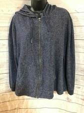 Hanes Women s Hoodie Full Zip Blue Speckled Cotton Blend Size L Large