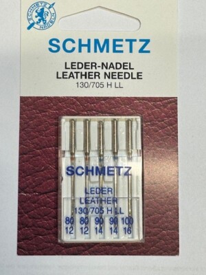 5 Nähmaschinennadeln Schmetz 130/705HLL  LEDER, Schneidspitze, Stärke: 80-100