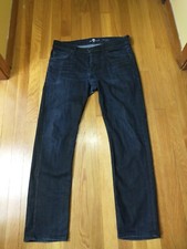 7FAM 7 For All Mankind Mens Jeans 31 Rhigby Skinny Dark Wash Blue Button Fly