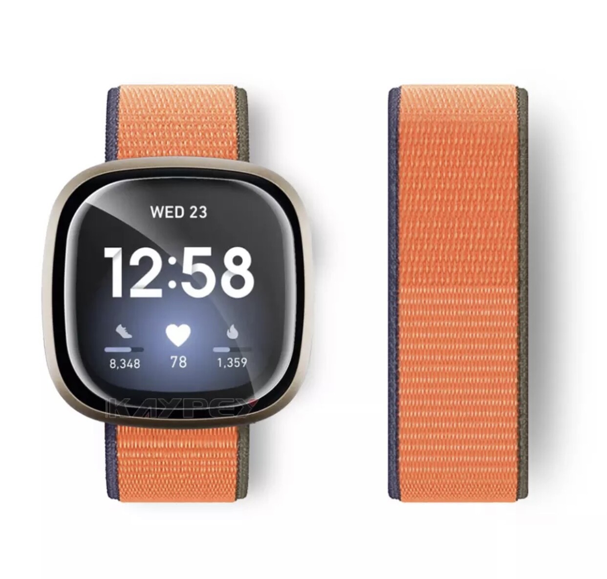 Für Fitbit Versa 3 u. Sense Armband Nylon Loop Klettverschluss Band