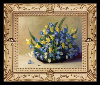 Still Life Flowers Floral Miniature Dollhouse Art Picture 8504
