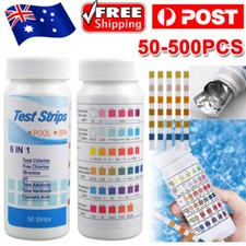 50-500PCS Test Strips Swimming Pool SPA Chlorine PH Alkalinity Water Hardness AU