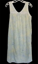 Miss Elaine Nightgown Floral Sleeveless Cotton Blend Size Small Pastels Vtg