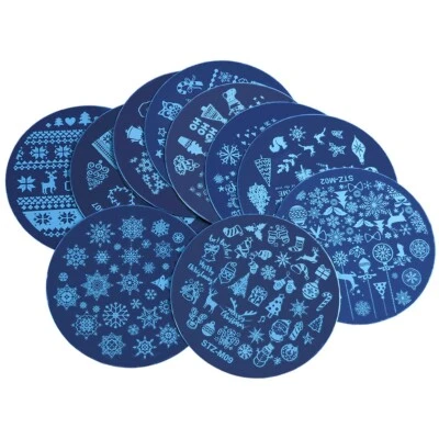 LOVENAILS 10x Stamping Schablone Xmas Weihnachten Stempel Platte Advent Schneeflocke Nails