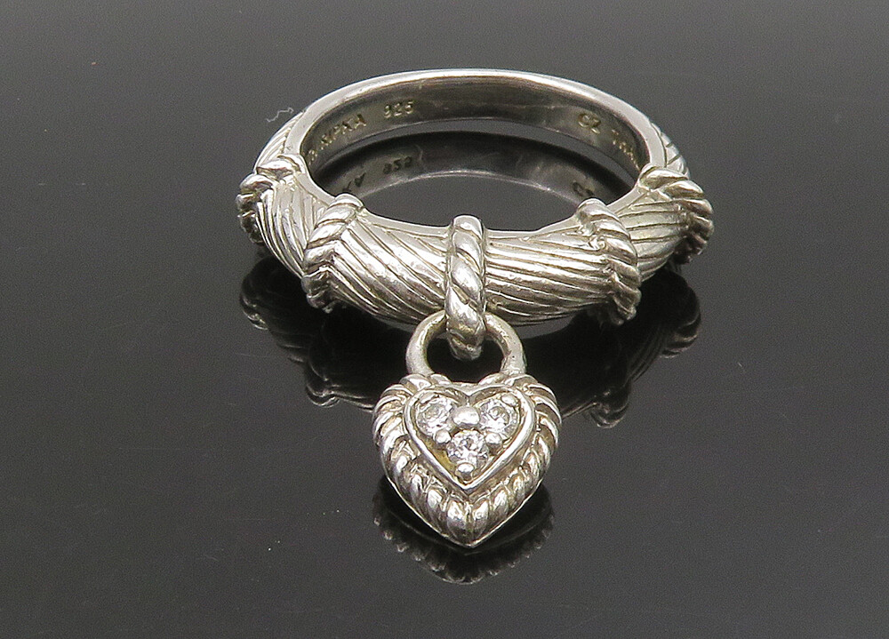 RIP RIN様 JUDITH RIPKA 925 Silver Vintage Topaz Love Heart Charm Band