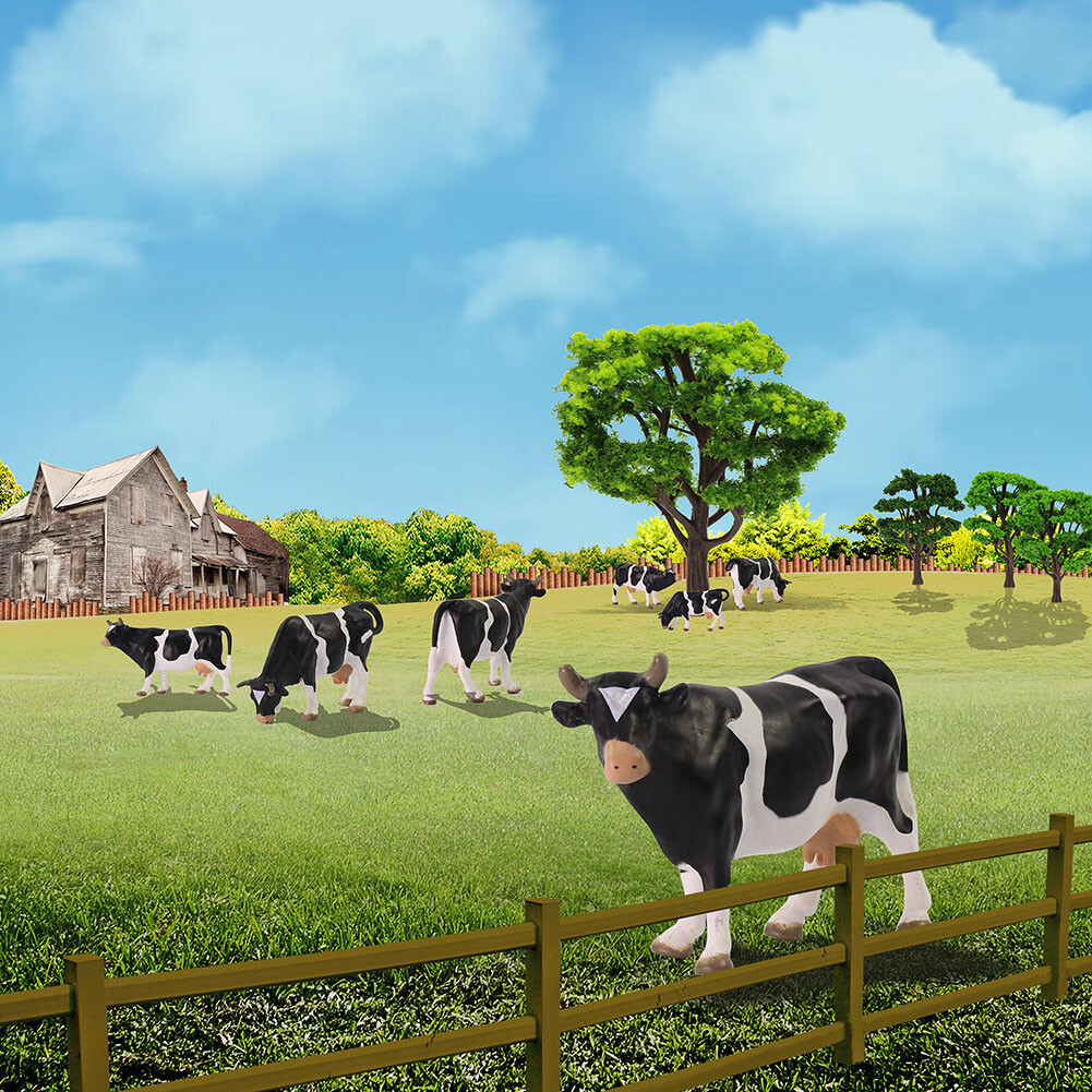Lot De 12 Vaches Miniatures PVC Peintes - Échelle O 1:43 - Figurines Décoration