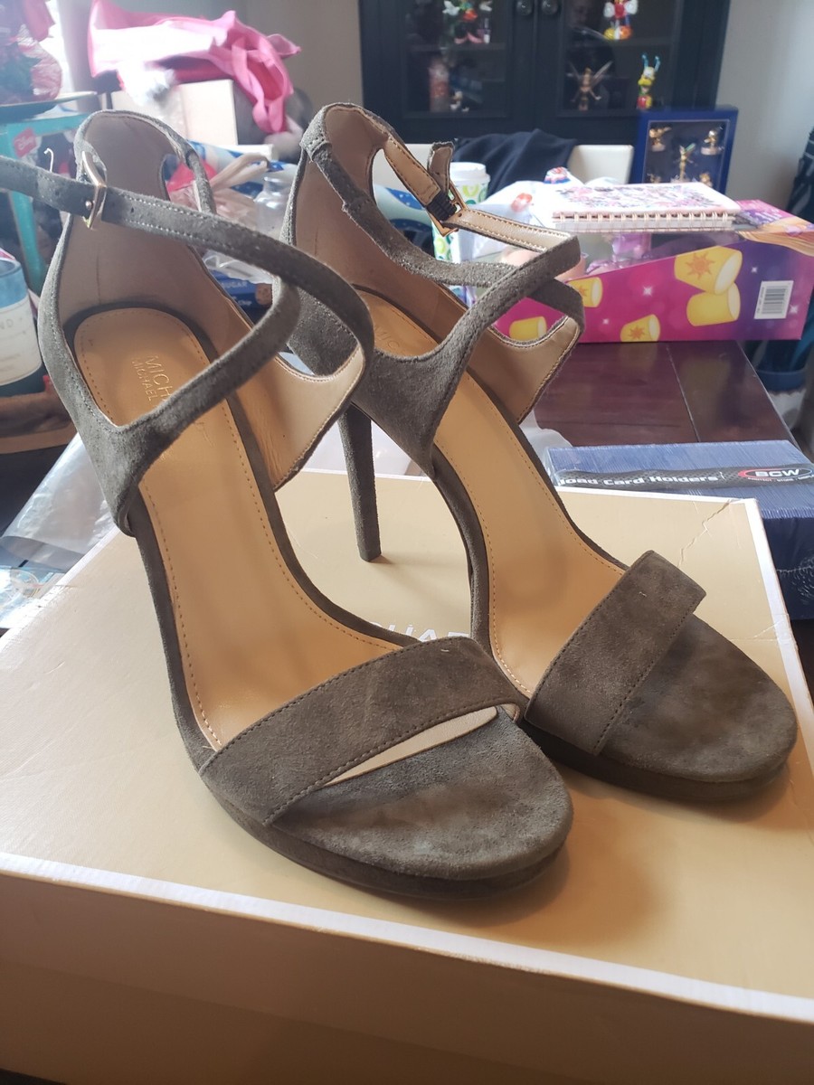 Michael Kors Leather Faryn Sandal Olive 8M Women