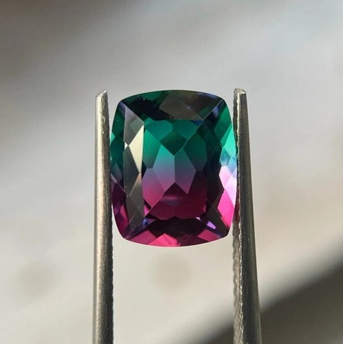 Natura Certified Loose Gemstone Watermelon Tourmaline Cushion Cut Bi-Color 5 Ct+ - Picture 2 of 7