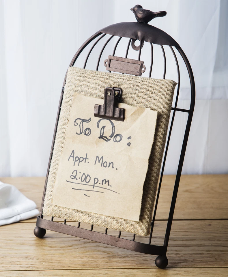 Bronze Birdcage Memo Board Message Holder for Kitchen, Desk, Office, Counter etc - Image 2 of 2
