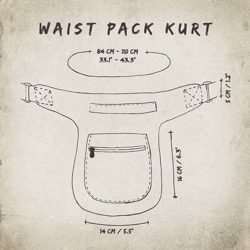 Gürteltasche Kurt Kord grün hell dunkel Bauchtasche Hüfttasche Festival Goa Hip - Picture 5 of 10