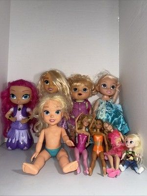 Large Doll Lot Of 9 - Barbie, Disney Rapunzel Frozen Elsa, Shimmer Shine & More!