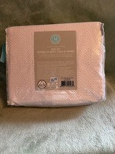 Martha Stewart Ava Speckle Queen 4-Piece Sheet Set Blush Polka Dot 250TC