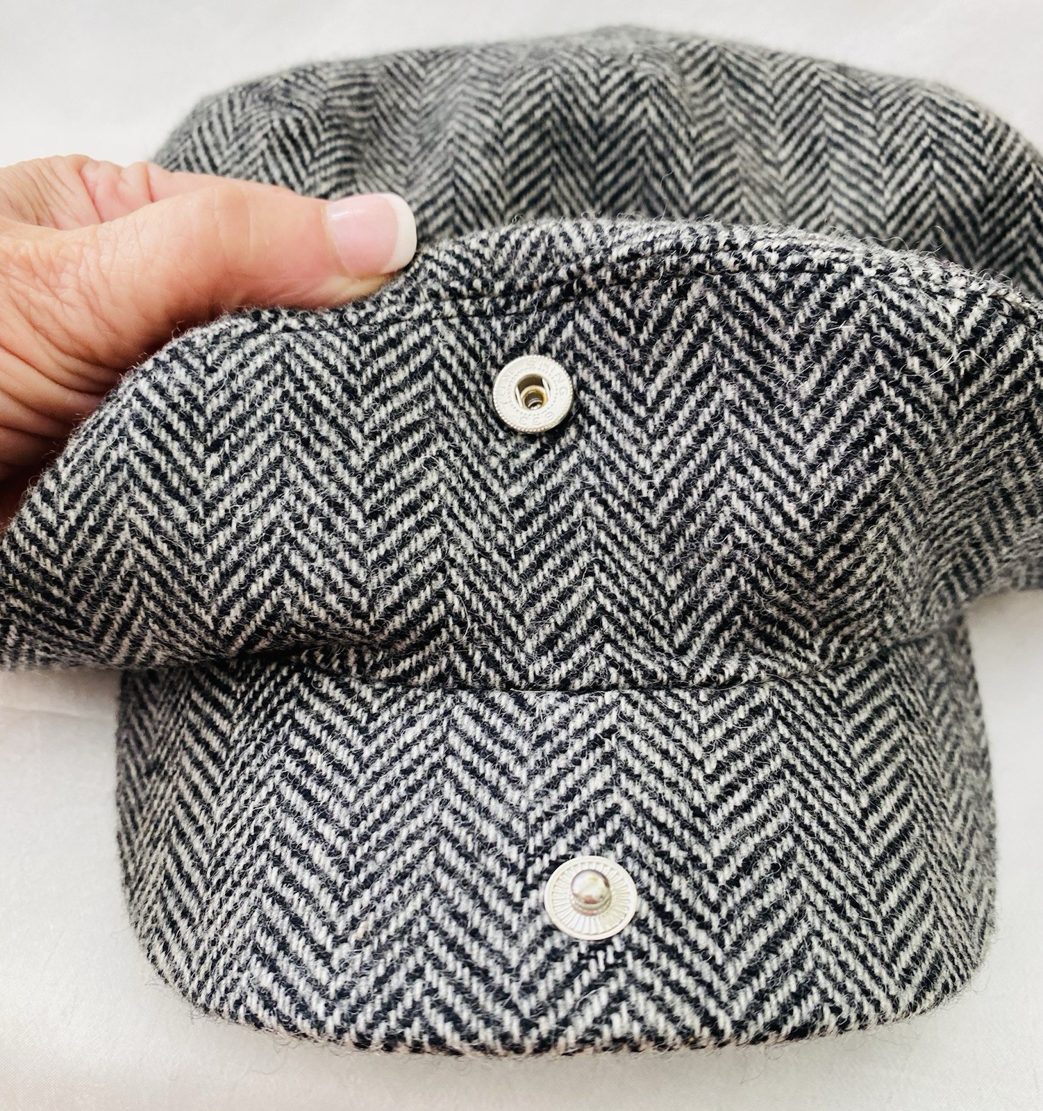 WEATHERPROOF Black Herringbone Wool Flat Cap - Si… - image 7