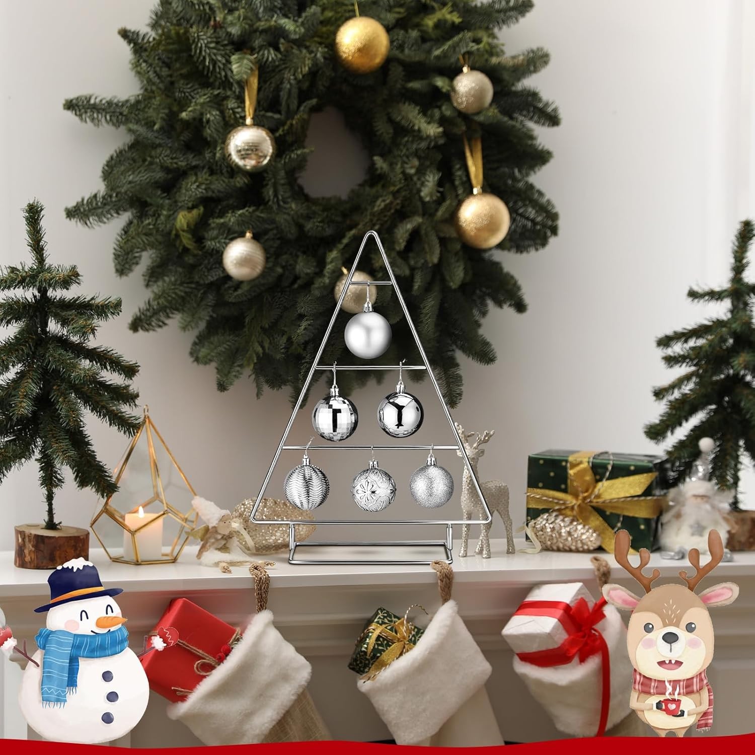 16 Inch Ornament Display Stand Metal Xmas Decorative Tabletop Ornament Christmas