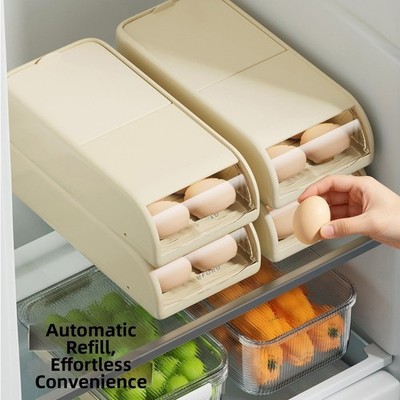 Glatt rollender Eierbehälter zur Frischaufbewahrung im Kühlschrank 33x15x9cm K