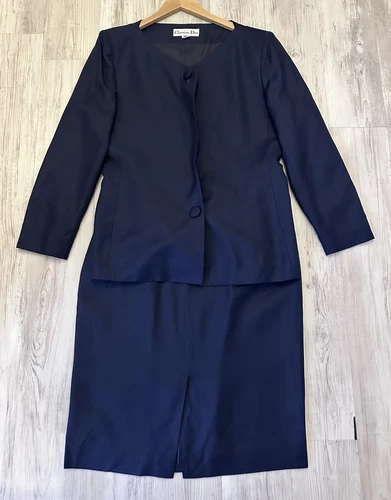 Gonna tuta Christian Dior vintage donna blu navy taglia 14
