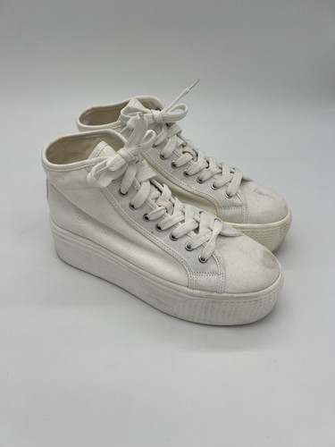 Nasty Gal Hightop Platform Sneakers Solid White Lace Up Size 7 - Picture 1 of 7