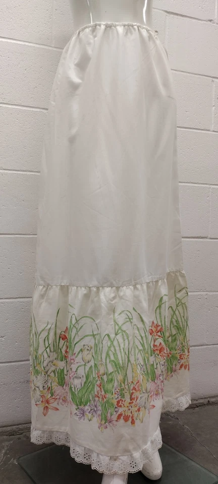 Maxi Falda Hippie Años 70 Campesina Chica Pradera Blanca Glen Of Michigan Bajo Falda Foto 3 de 4