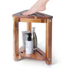 Shower Foot Rest 13.5in, Acacia Wood Shower Stool for Shaving Legs, Small Foo...
