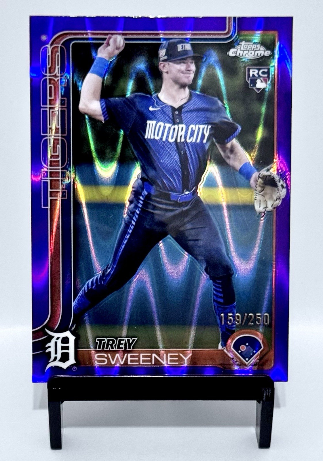 2025 Topps Chrome Trey Sweeney RC /250 Purple RayWave Refractor #6 Tigers