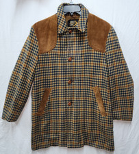 Abrigo de Lana Robert Lewis Vintage Pata de Gallo Talla 40 Gamuza Cuero Ribete Usado en Excelente Condición!!