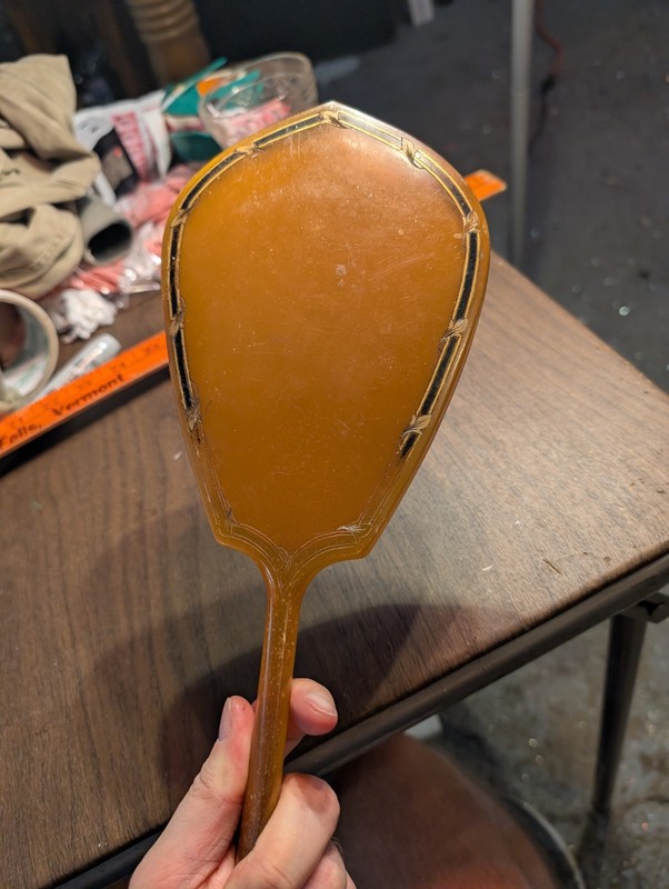 Vintage Bakelite Hand Mirror Pyralir Labelle
