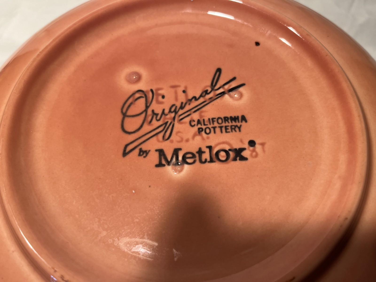 Metlox Poppytrail-COLORSTAX APRICOT LARGE SALAD BOWL, 13"     /$217 eBay Value