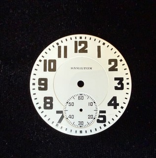HAMILTON POCKET WATCH LARGE ARABIC 16 SIZE 3 FOOT DOUBLE SUNK PORCELAIN DIAL
