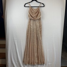 Formal Gown Sequined Spaghetti Strap Dust Pink/Peach Size Medium