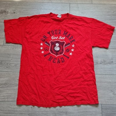 On Your Mark Get Set Read T-Shirt Alstyle Apparel Rot L Vintage Graphic