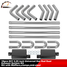 18pcs Diy 2.25 Mild Steel Custom Mandrel Dual Exhaust Pipe Bend Kit W Mufflers