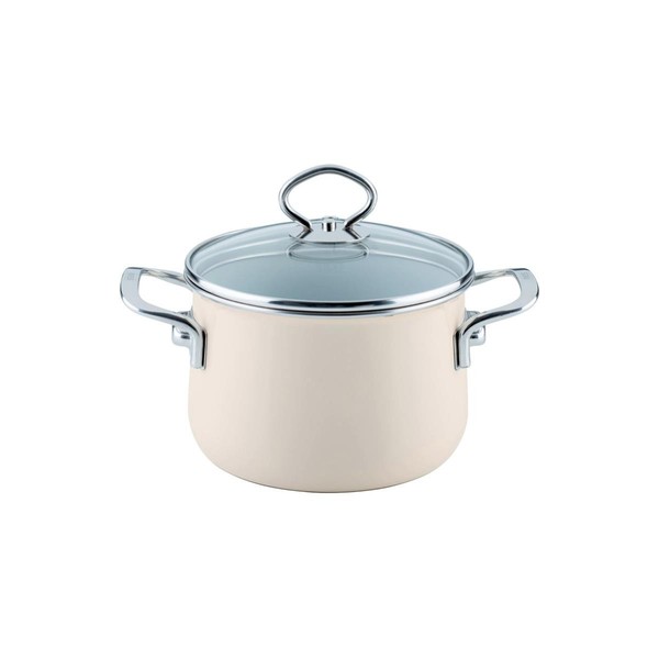 Riess Nouvelle Avorio Fleischtopf Mit Glasdeckel Ø20Cm, 4 Liter Emaille Extrasta-image