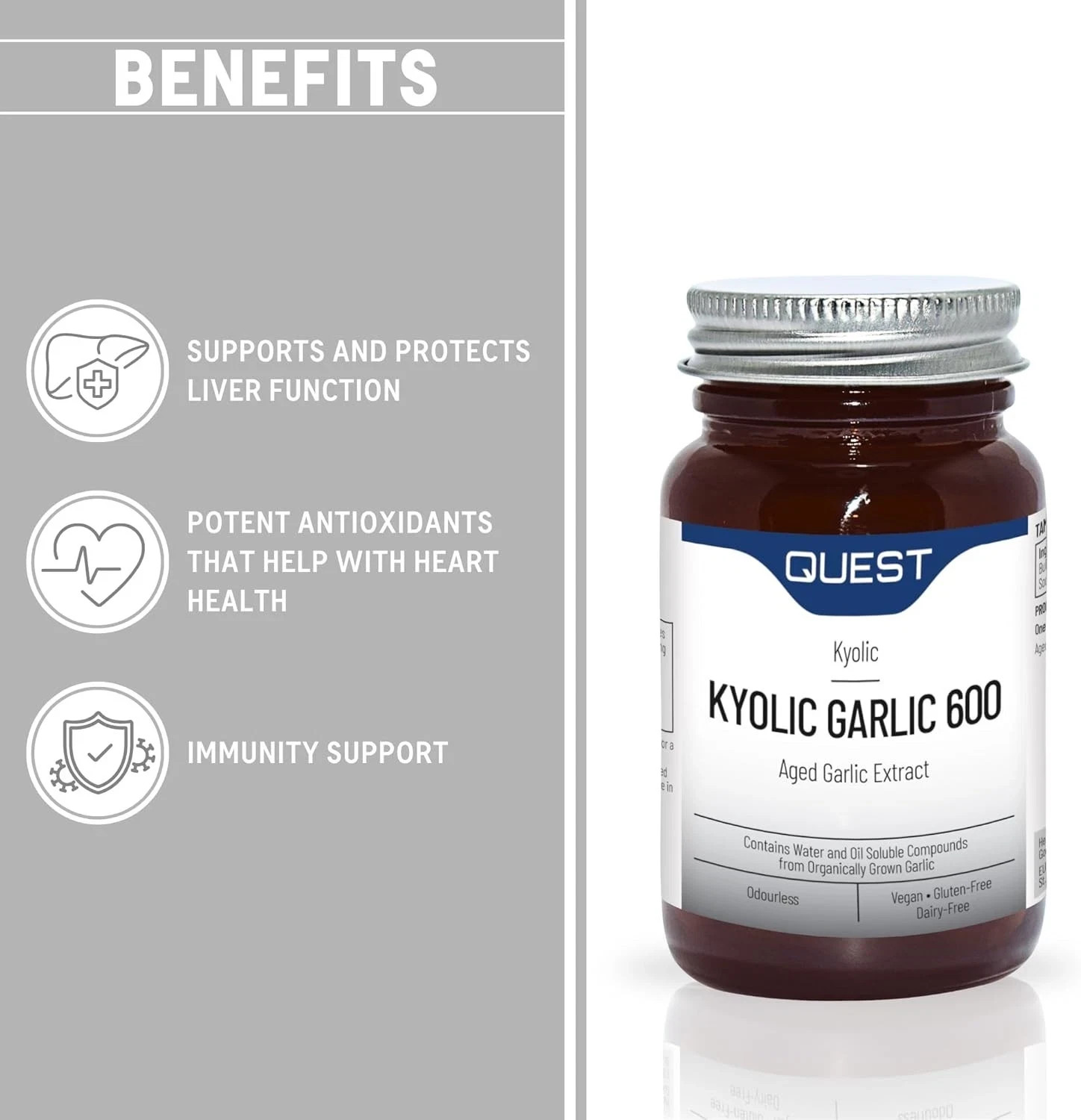 Quest Kyolic Garlic 600mg 60 Vegan Tablets