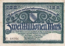Karlsruhe - Stadt - 2 Millionen Mark - N&deg; KN 5st - Serie C - Keller 2582.a.