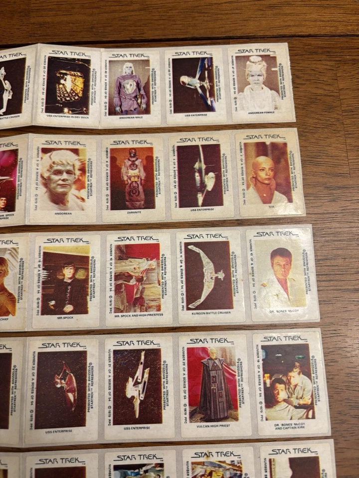 Star Trek 1979 Swizzels Reino Unido Completo (RARO) 54 Cartas Conjunto Tiras Originais Sem Cortes/ - Imagem 3 de 4