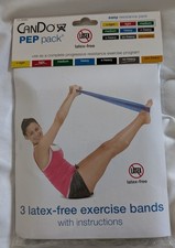 CanDo Latex-Free Exercise Band Pep Pack, Easy, Yellow/Red/Green Easy Resistance