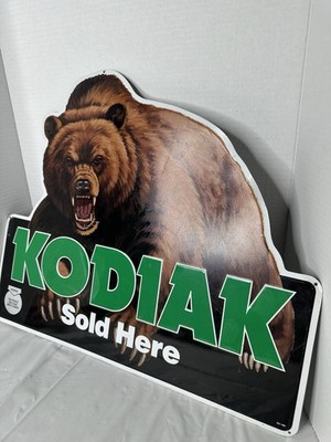 Vintage Kodiak Sold Here Metal Tin Smokeless Tobacco Promotional Sign 20” x  17”
