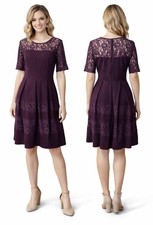 Julian Taylor Dress 10 Purple Short Sleeve Stretch Career Church NWT