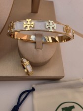 Tory Burch white enamel Bangle 19cm and Ring size7 with dust bag 