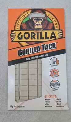 Gorilla Tack 56G Reusable Adhesive For Long-lasting Hold Indoors & Out 84 Square